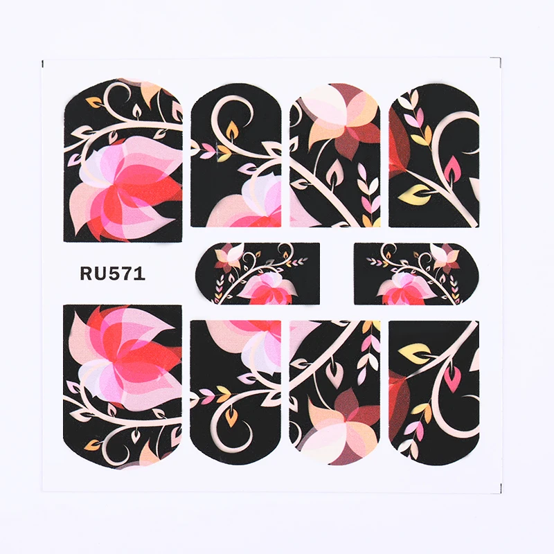 18 Sheets Nail Water Decals Flowers Rose Colorful Pattern Manicure Transfer Stickers Art Decoration | Красота и здоровье