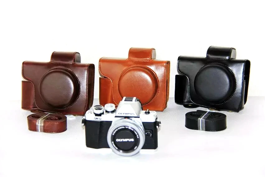 Чехол для камеры из искусственной кожи для Olympus E-M10 Mark II EM10 II MarkII(Объектив 14-42 мм) высокое качество+ защитный чехол с ремешком