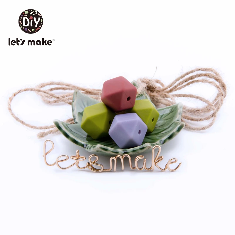 Let's Make-Cuentas hexagonales de silicona, mordedor de silicona de grado alimenticio, 14mm, 10 cuentas de clip, collar para morder de beb&eacute;-2
