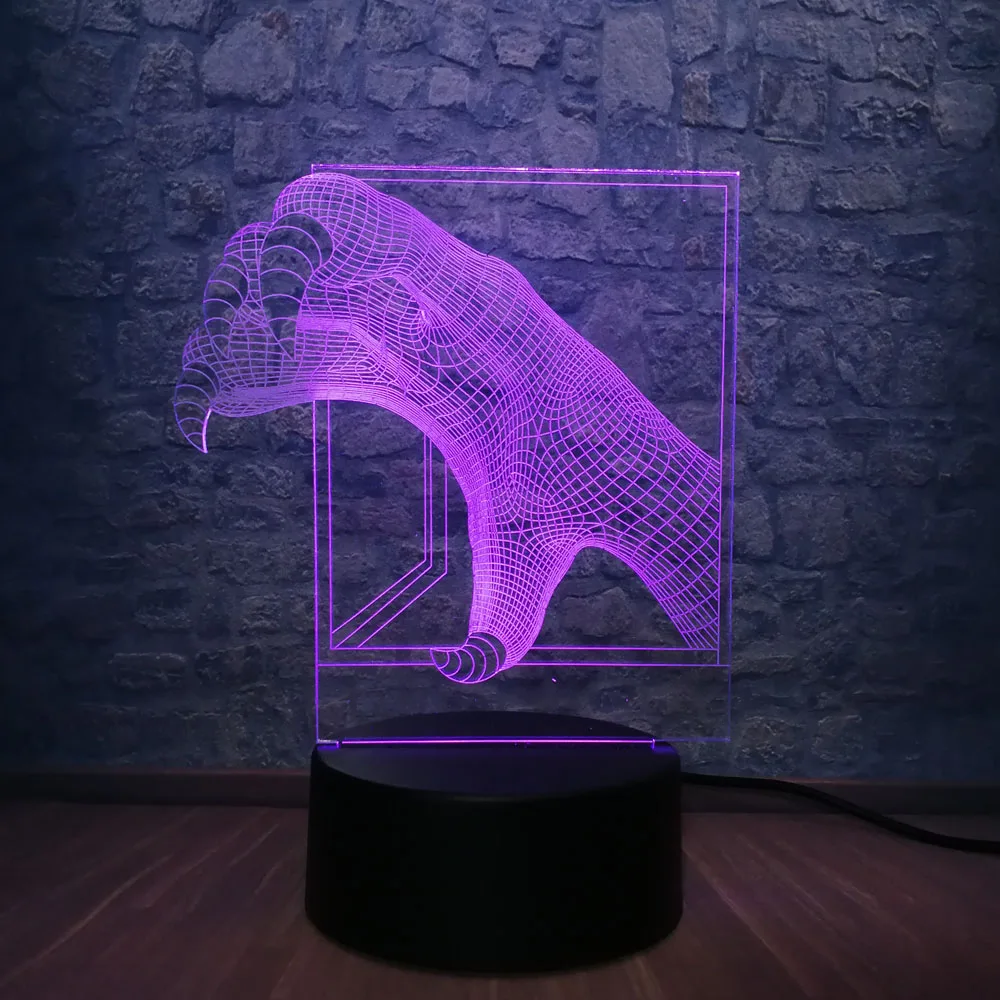 3D зверь лапы светодиодный ночной Светильник Иллюзия USB Base desktoр зарядное