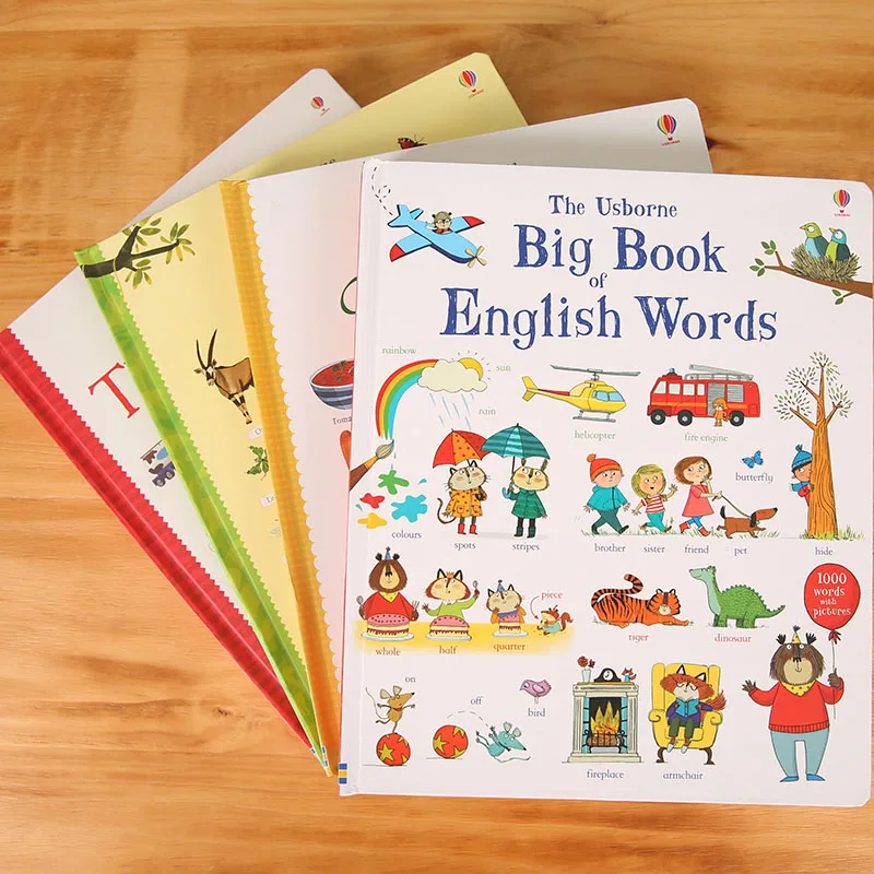 4 книги/комплект Usborne 1000 вещи Большая книга слово обучения Книжное производство