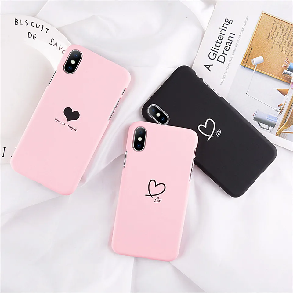Lovebay чехол для телефона для iPhone 6, 6s, 7, 8 Plus, X, XR, XS Max, модный жесткий чехол из поликарбоната с мультипликационным принтом Love Heart love is simple для iPhone 8, чехол Capa