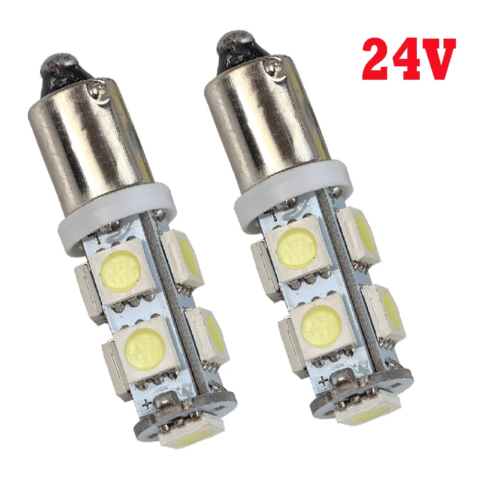 YSY 100 шт./лот авто светодиодные лампы ba9s 9SMD 5050 T4W 9LED белый 24В внутреннее внешнее