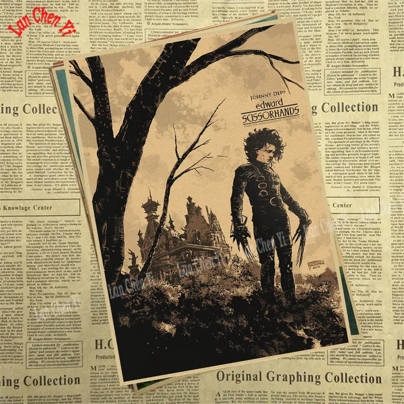 Эдварда Scissorhands винтажная крафт-бумага классический фильм постер художественные изделия для стен бумага краска Наклейка Декор кафе