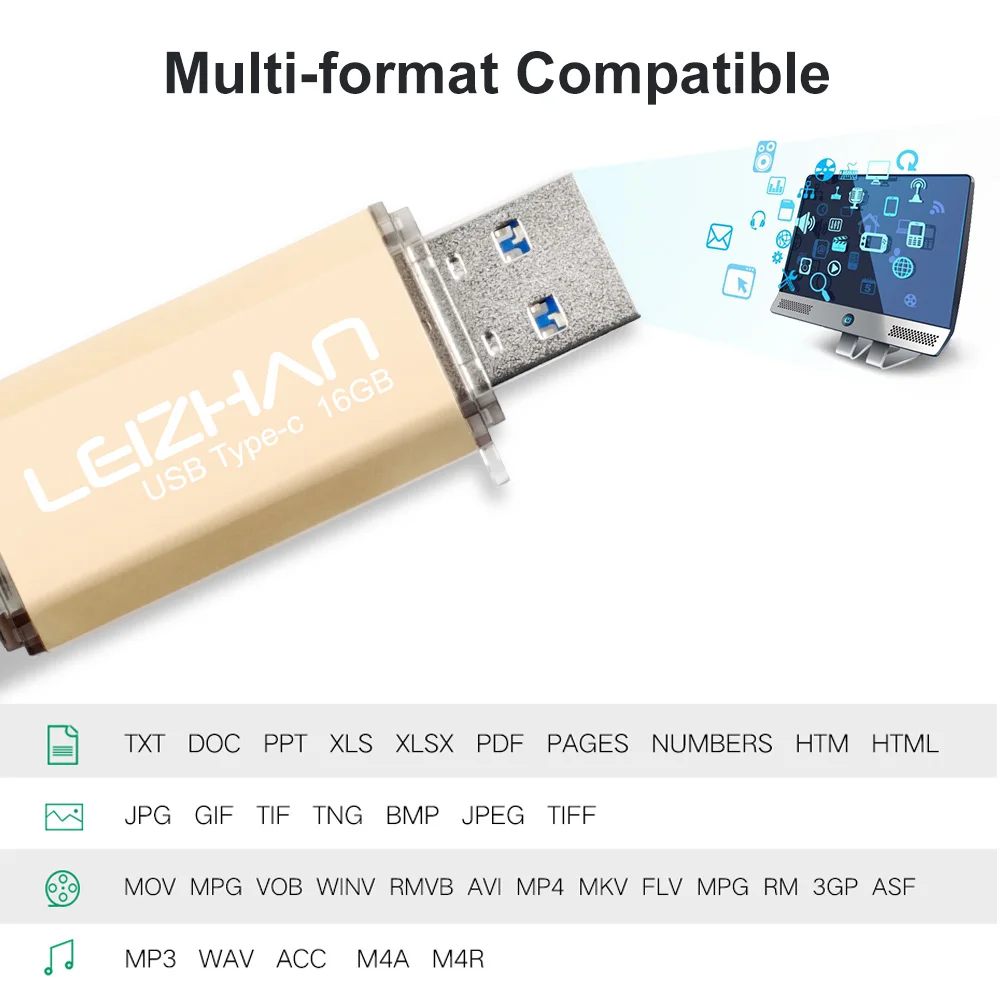 LEIZHAN USB C Флешка 32 Гб TYPE-C флешка карта памяти 128 ГБ tipo c 64 Смартфон 16 | Компьютеры и