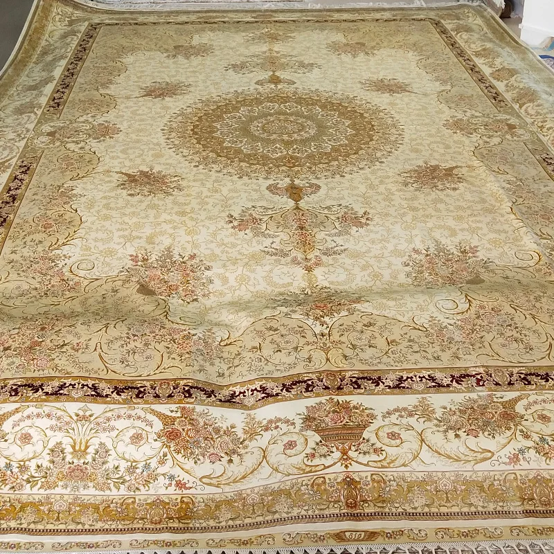 FangCun 12 'x 18' бледно желтый персидский классический медаль ручной работы