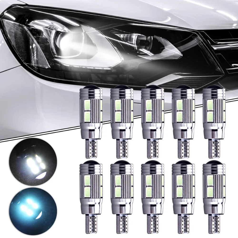 10 шт. Белый Синий T10 194 10SMD 5630 5730 СВЕТОДИОДНЫЙ Автомобильный светильник Canbus W5W лампы