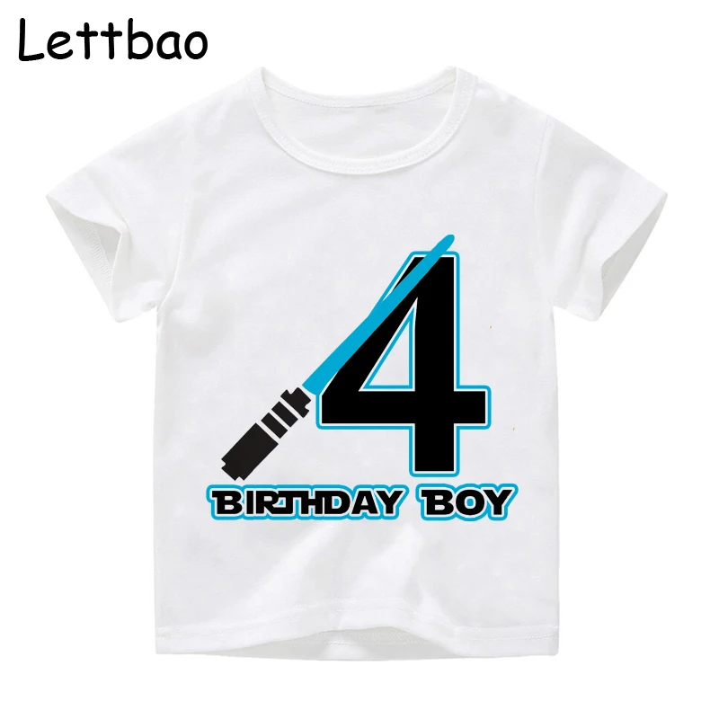 От 2 до 12 лет, веселые футболки с цифрами и надписью «Happy Birthday» летние футболки для мальчиков и девочек с принтом «Звездные войны», детская повседневная одежда