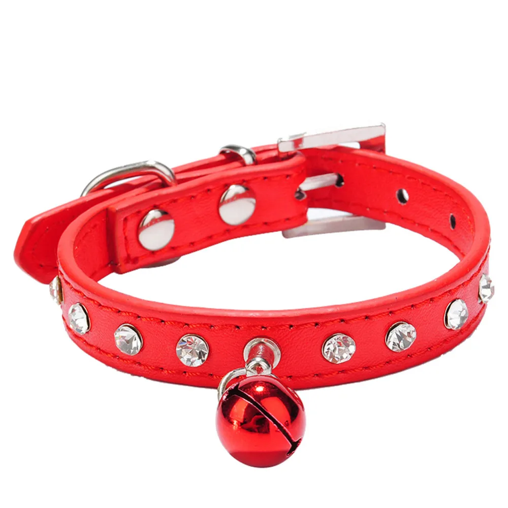 Прозрачные стразы Мягкие Замшевые Кожаные Ошейники для кошек щенков 6 цветов 1 шт.