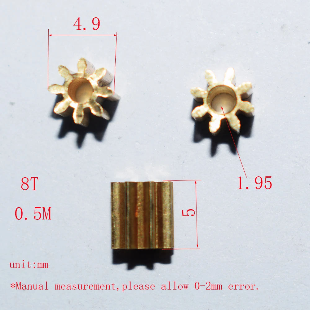 

10/100pcs 8teeth hole 2mm brass gear/motor copper gear/DIY Toy Accessories/technology model parts/rc/ 82A