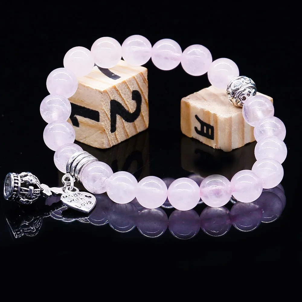 Браслеты и Обручи из натурального камня с розовыми кристаллами для женщин мужчин