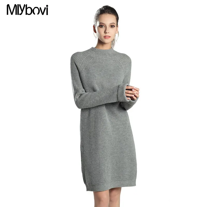 Women Autumn Winter Sweater Knitted Dresses Slim Elastic Turtleneck Long Sleeve Solid pullover female winter dress 2018 | Женская одежда