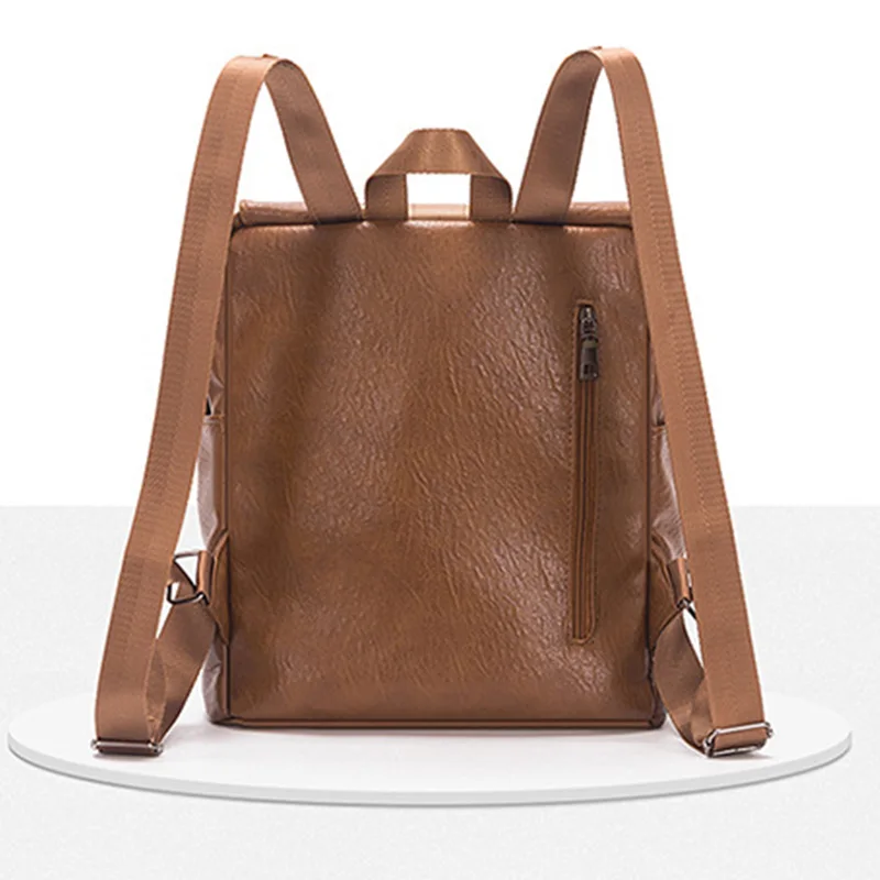 Новая женская сумка модного ретро большой вместительности из искусственной кожи рюкзаки сплошного цвета повседневные Мультифункция.