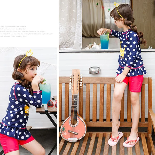 Детский купальник бикини детский с рукавами пляжное платье из двух предметов