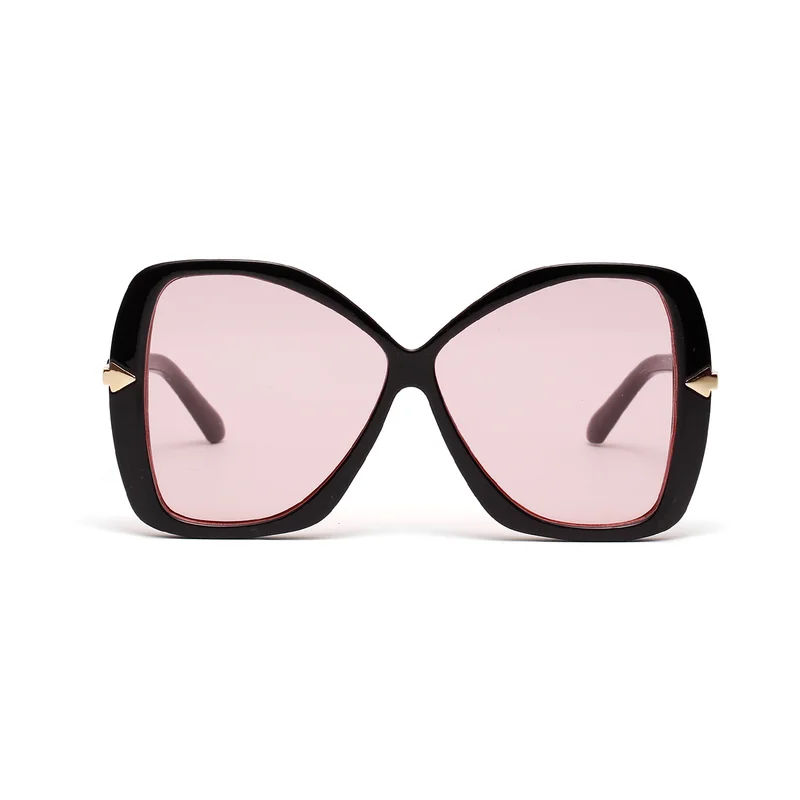 C1 Black Pink HBK модные кошачий глаз стрелка Стиль Солнцезащитные очки женские акриловые линзы металлическая большая рамка круг солнцезащитные очки оттенки унисекс очки UV400 - Цвет линз: C1 Black Pink