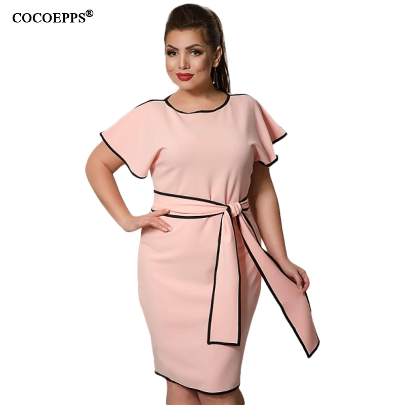 Женское платье с оборками на рукавах большие размеры|vestidos plus|sleeve dressdress summer |