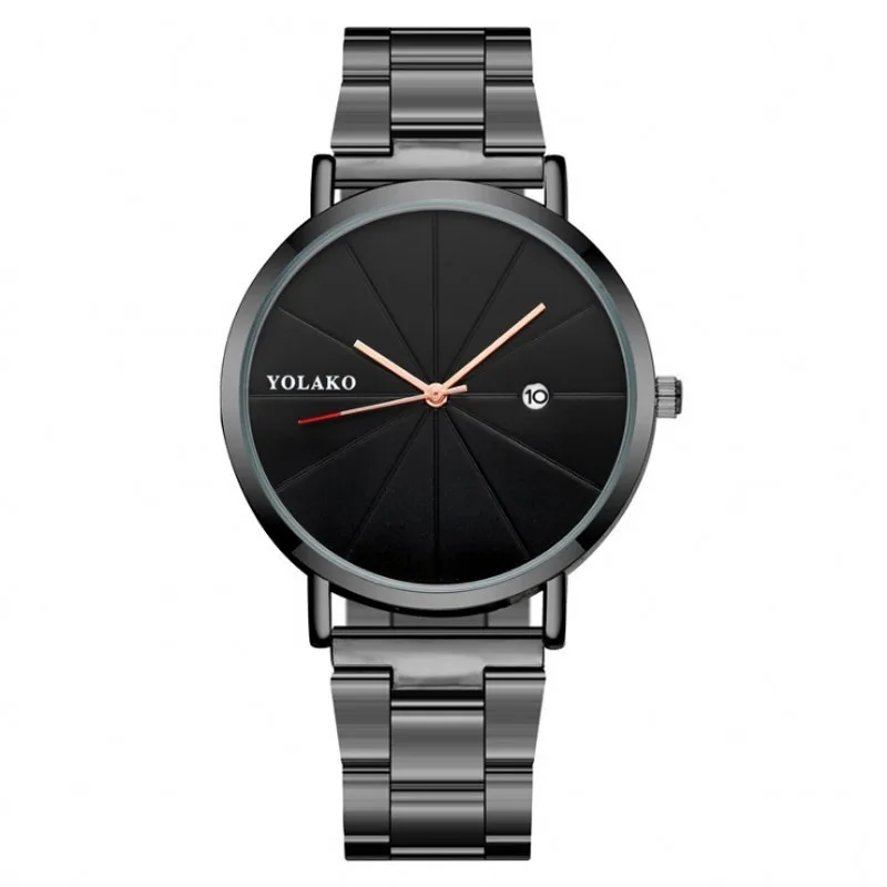 Мужские повседневные кварцевые часы из нержавеющей стали с датой 2019|Кварцевые