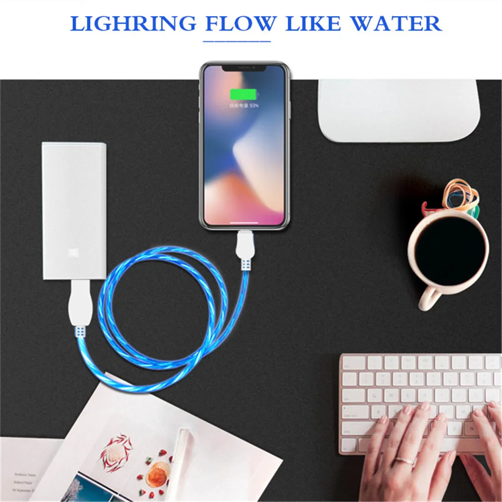 Кабель Micro USB, светодиодный, светящийся, зарядка через USB, зарядное устройство для iPhone 7, samsung Galaxy Note 8, 9, Android, кабель для зарядки мобильных телефонов