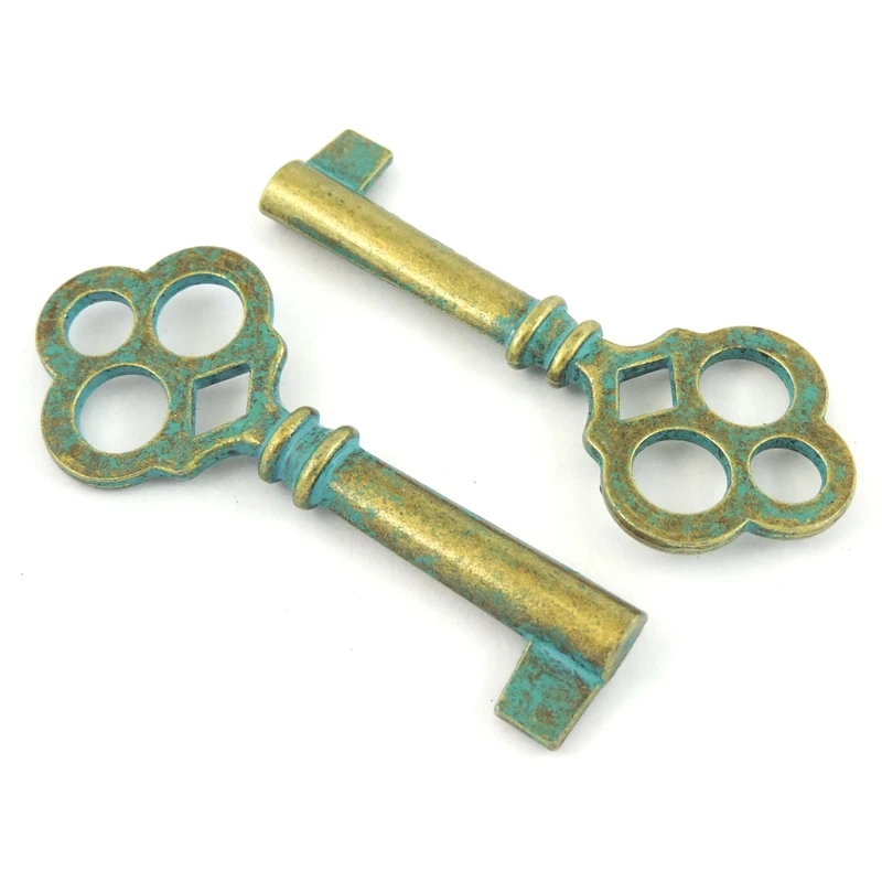 

Vintage 3pcs/pack Ancient Blue Key Shaped Necklace Pendant 65*27mm Large Charms Jewelry Crafts pendant Bracelet Handmade Punk