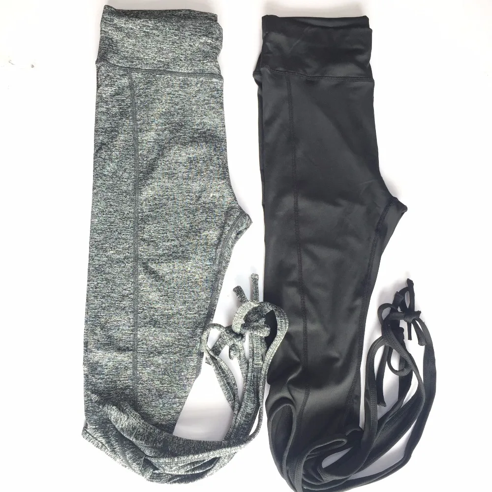 Women Ballerina Hollow Yoga Pants Sport Leggings Fitness Cross Bow Tie Yoga Ballet Dance Tight Bandage Yoga Cropped Pants