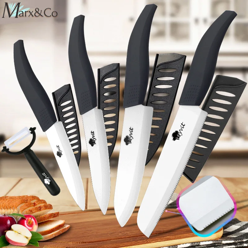 

Ceramic Knife 3 4 5+ 6 inch Set Kitchen Serrated Bread Knife Utility Slicing Fruit Vegetable Zirconia White Blade Chef Knives