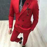 latest designs red men suits pants peaked lapel groom wedding tuxedos man blazers blue costume homme terno masculino 2 piece