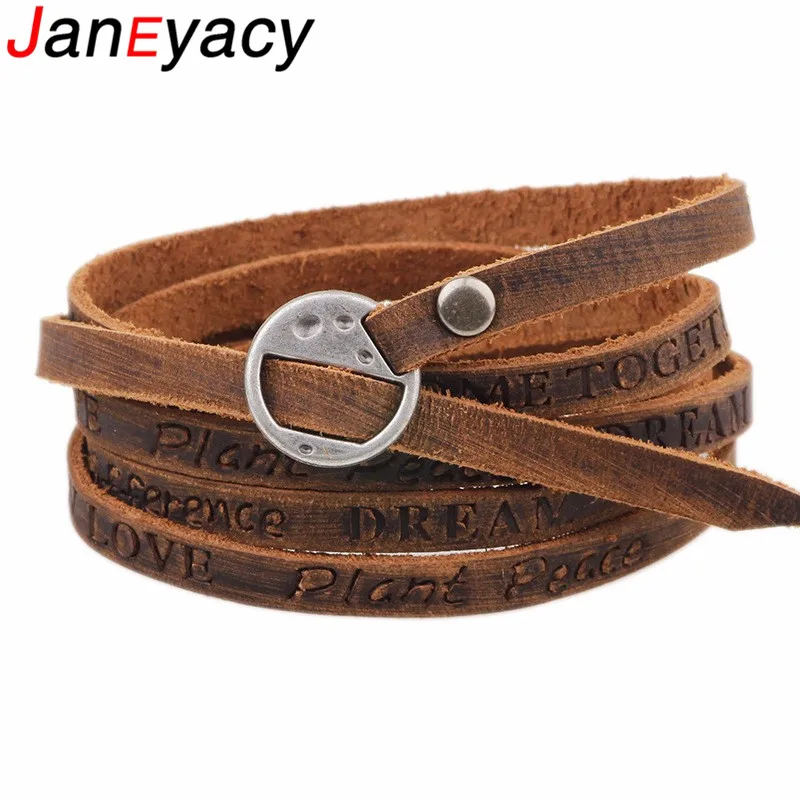 2019 модный коричневый кожаный браслет Pulseira многослойный ретро для отдыха женский