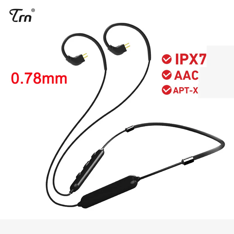 TRN IPX7 водонепроницаемый Apt X MMCX Bluetooth кабель для Shure SE215 SE535 SE846 0 75 мм 2 контактный APTX