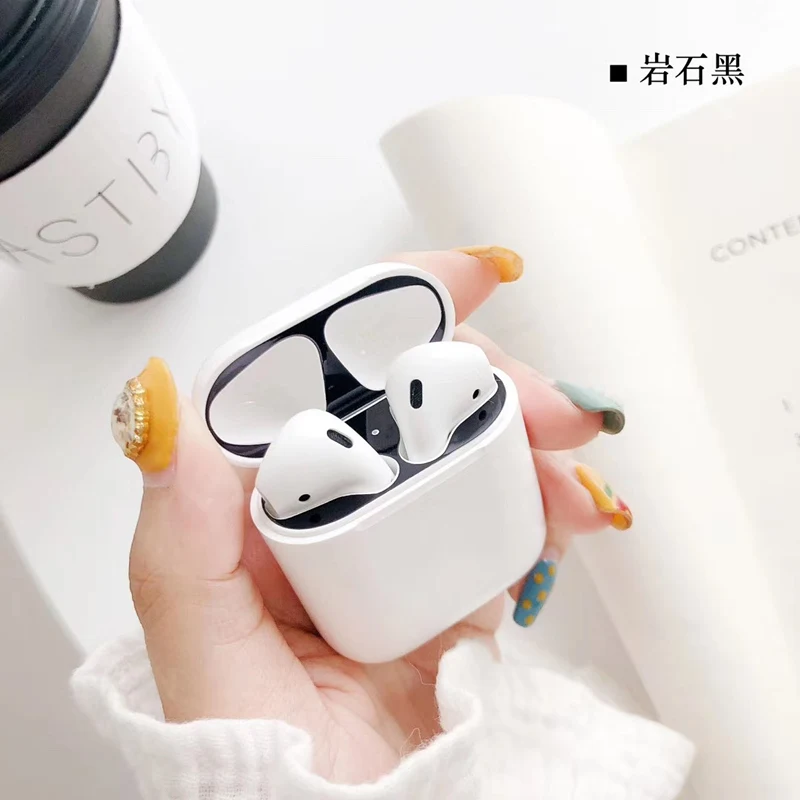 Роскошная металлическая пыль защита для Apple Airpods Чехол Аксессуар Защитная Наклейка кожа Bluetooth беспроводная гарнитура крышка