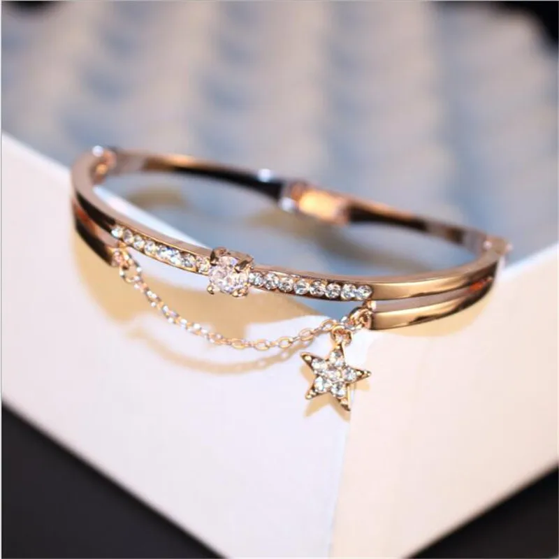 Браслет для женщин запонки со звездой и стразами|bangle bracelet|brand bangle braceletbangles brand