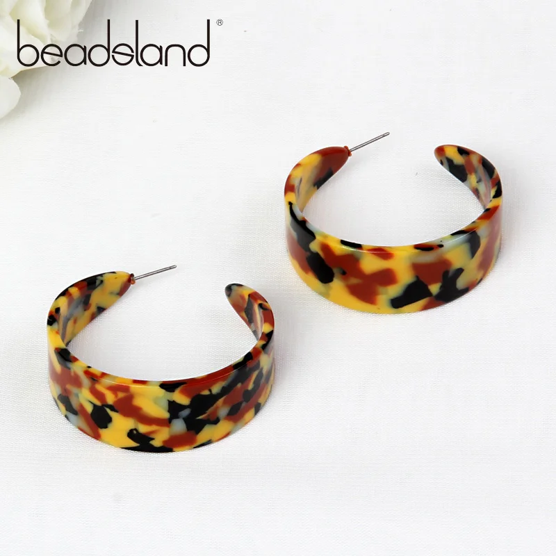 Beadsland Уксусные акриловые серьги кольца хип хоп рок модные широкие круглые