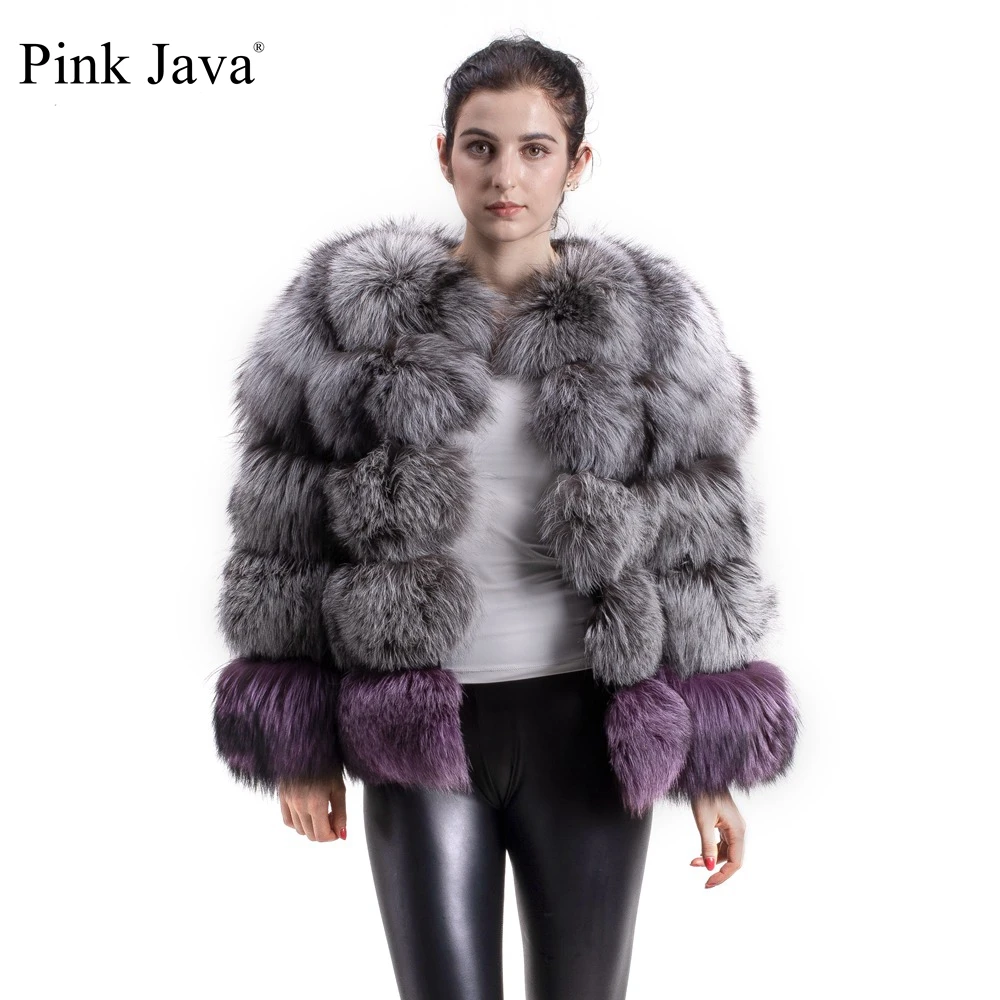 Новое поступление розовое пальто JAVA QC1825 из натурального Меха чернобурки Женская