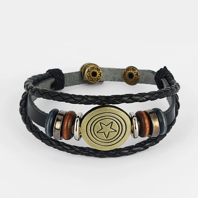 1 шт ручной работы Ретро Натуральная кожа Плетеный Шарм многослойный браслет