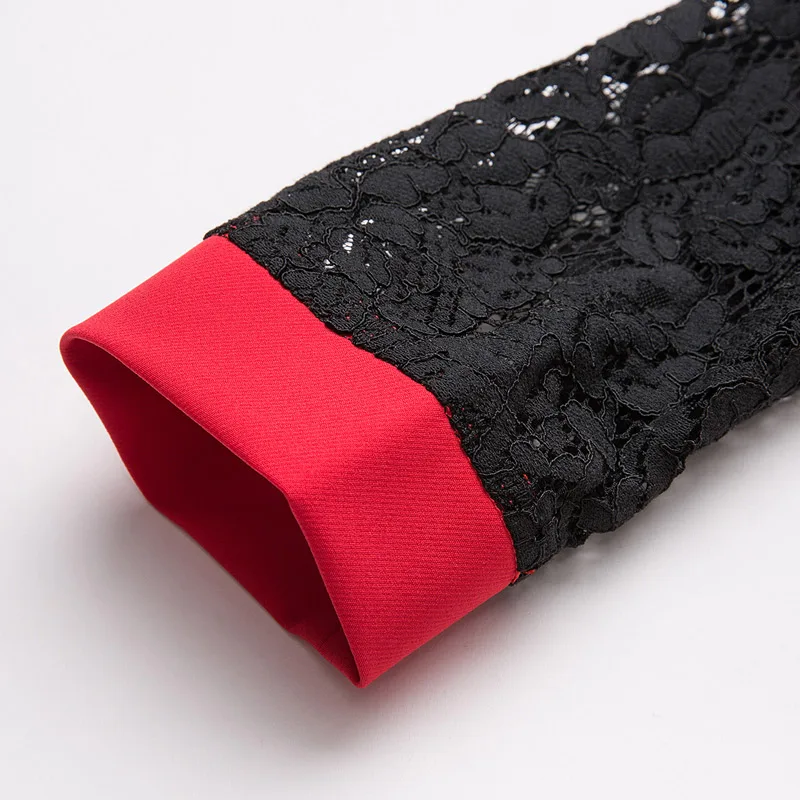 Размеры S/M/L/XL сексуальное ажурное кружевное лоскутное платье женские красные