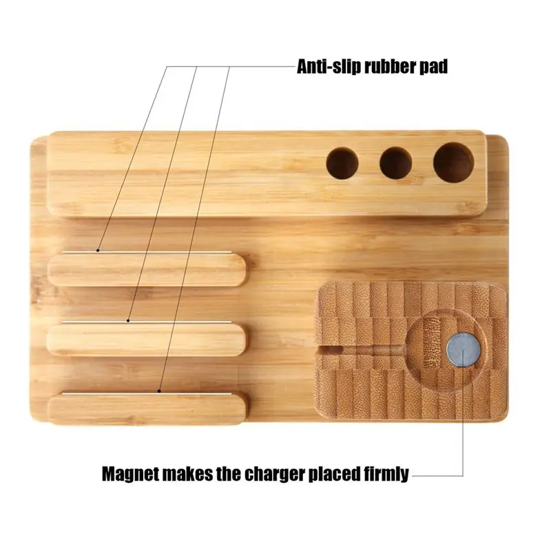3in1 древесины зарядная станция деревянные док-станция bamboo держатель стойки