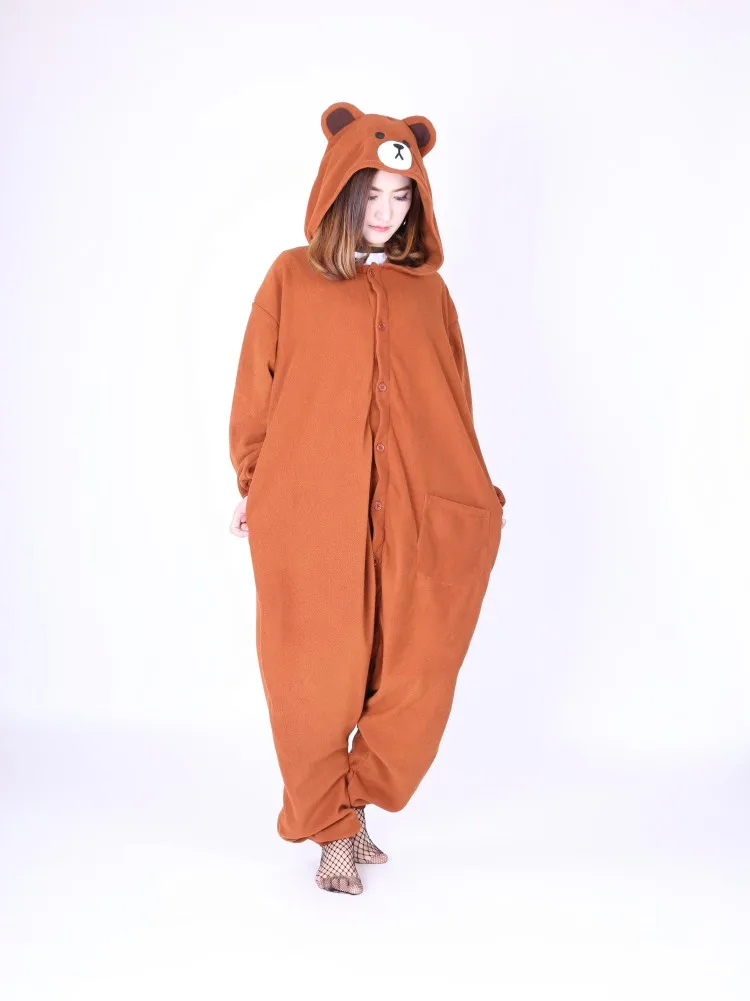 Аниме коричневый медведь Onesie взрослых животных Косплей Костюм для женщин мужчин