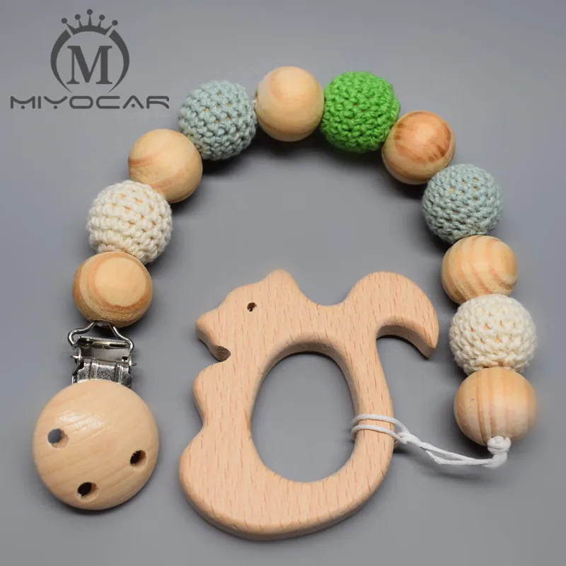 MIYOCAR натуральный безопасный деревянный Соска с бусами для вязания крючком зажим