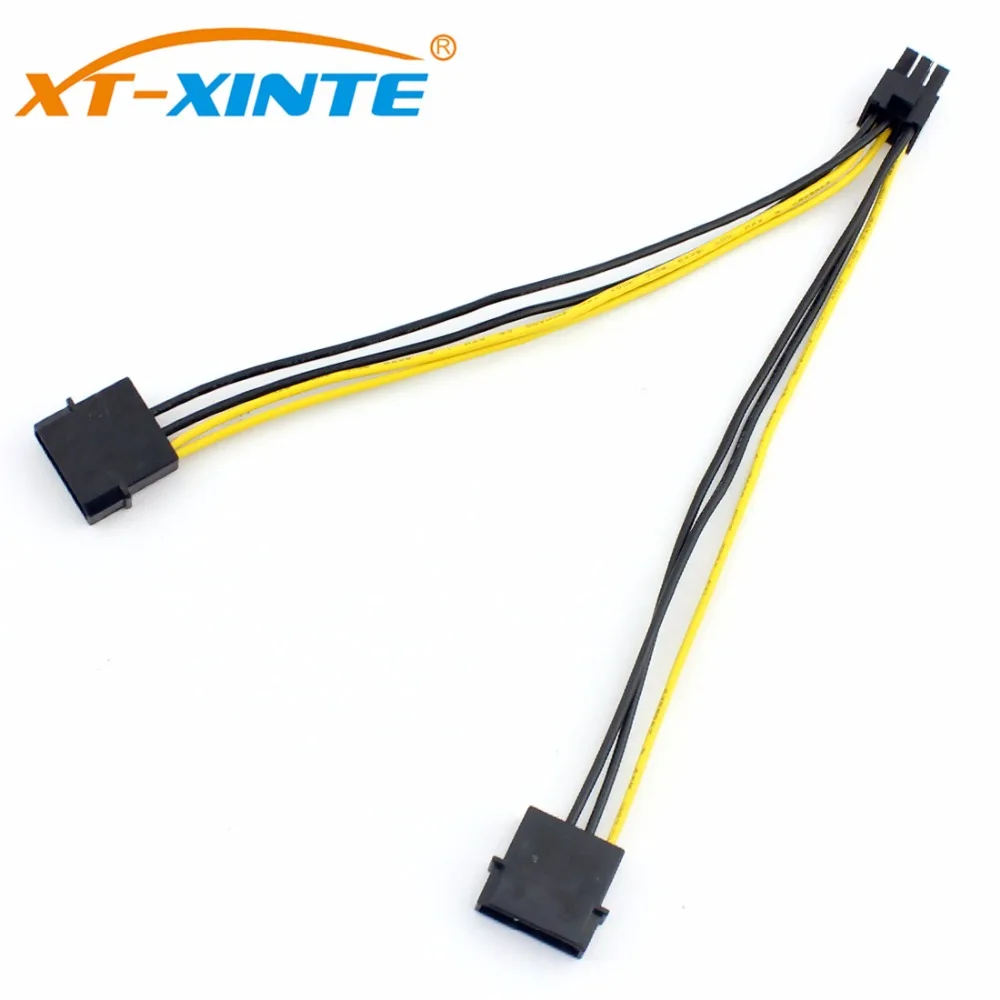 Двойной большой 4 контактный к 6Pin кабель питания для видеокарты адаптера Molex PCI