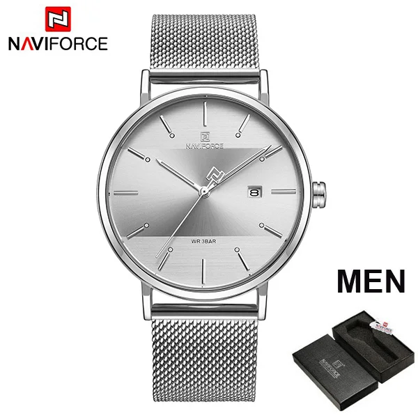 SW-MEN BOX Couple watch NAVIFORCE Men Casual Dress Luxury Women Quartz Wristwatch Clock For Male Female waterproof Sport Lovers Watch - Цвет: SW-MEN BOX