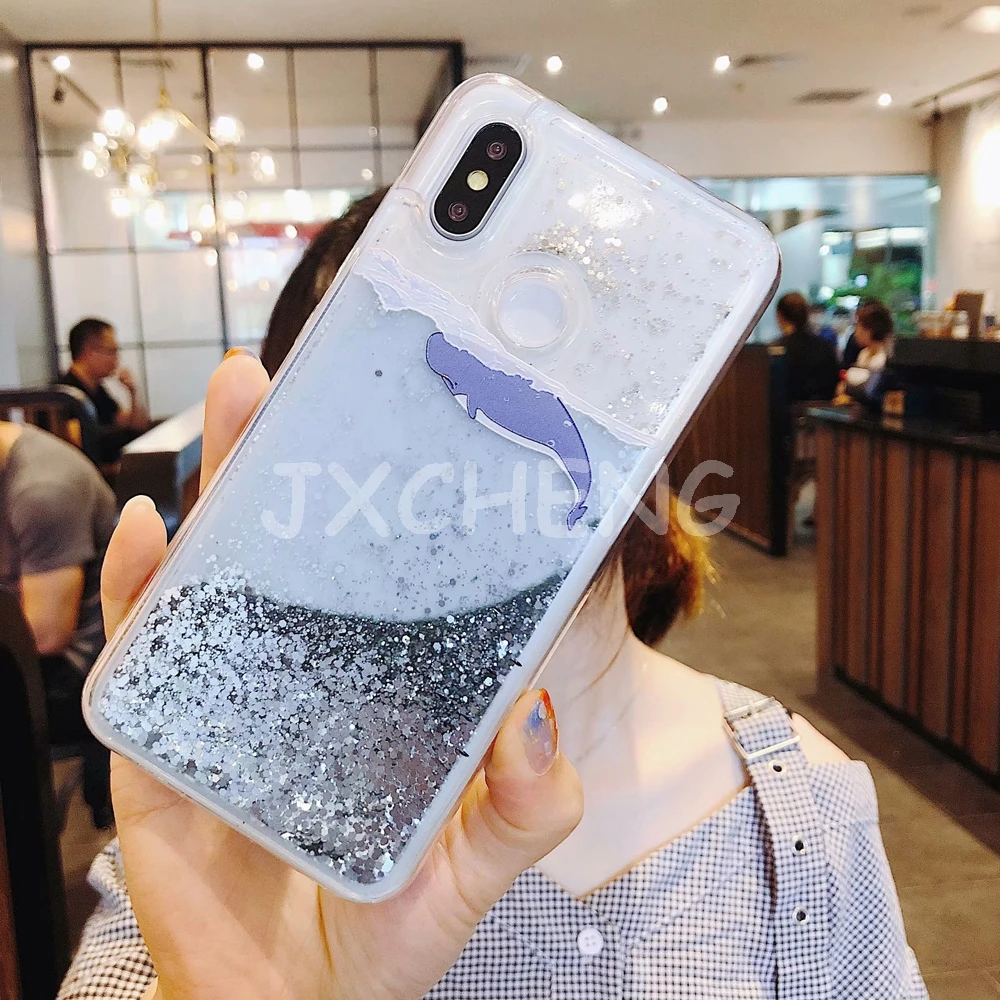 Чехол для Xiaomi mi 5X/6X/mi X 2 S/8/Red mi 5 Plus/Note 5 Модный Блестящий чехол для телефона с изображением Кита и рыбки