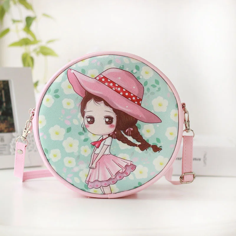 HAPPIEST Children Cute Shoulder Bag PU Leather Cartoon Round Kawaii Kids Crossbody Small Money Phone Pouch Women Bags for Girls
