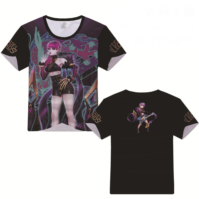 K/DA Evelynn Kaisa Ahri Akali 3D печатная футболка Косплей Костюм KDA Мужская Женская Повседневная футболка с коротким рукавом футболки топы