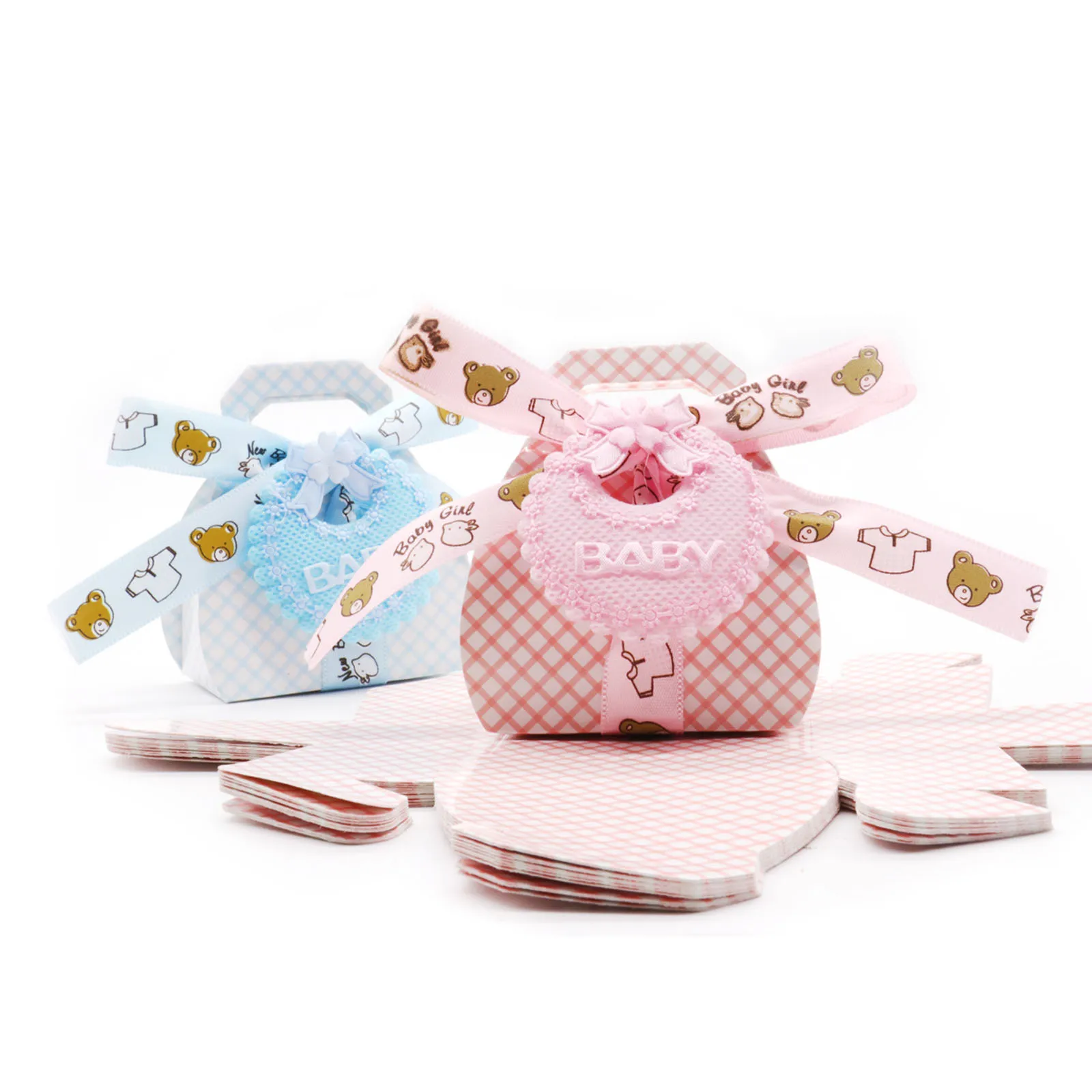 12pcs Baby shower Pink/blue Cute Cartoon bear paper candy bag gift box Kids birthday party DIY decorations supplies | Дом и сад