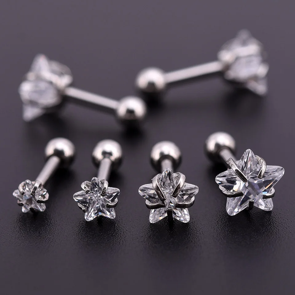 

1pc Minimalist Small Cute Flower Cubic Zirconia Gold Silver Black Color Anti-allergy 316L Stainless Steel Stud Earring For Women