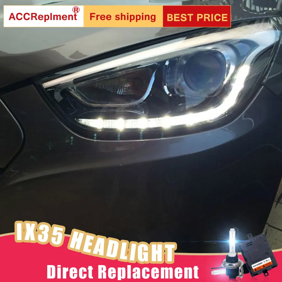 2 шт. светодиодный фары для hyundai IX35 2010-2013 светодиодный автомобильный фонарь ангельские глазки ксенон HID комплект Противотуманные фары светодиодный дневные ходовые огни