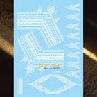 Большой размер, белая хна, Временные татуировки, наклейки, женская имитация флэш-татуировки, Свадебные невесты Вечерние вечеринки, дизайны, 21x15 см, большие ювелирные изделия, татуировки