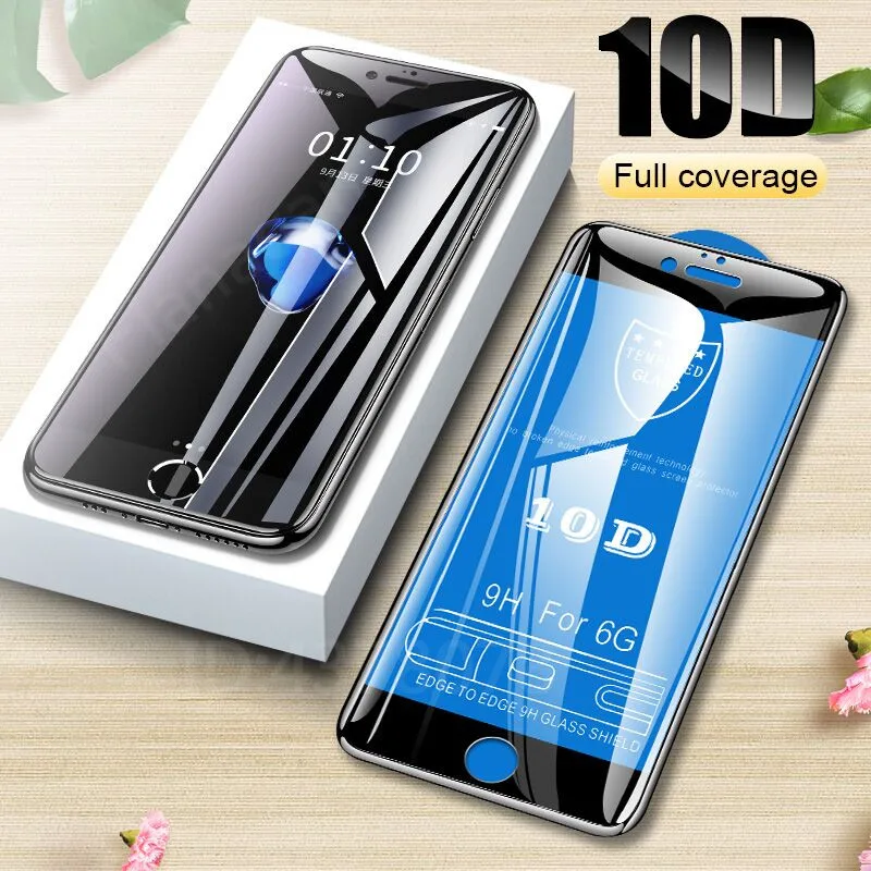 Flanagan 10D закаленное стекло для iPhone 6 защита экрана 6s 7 8 Plus полное покрытие защитная пленка на iPhone 5 5S SE стекло