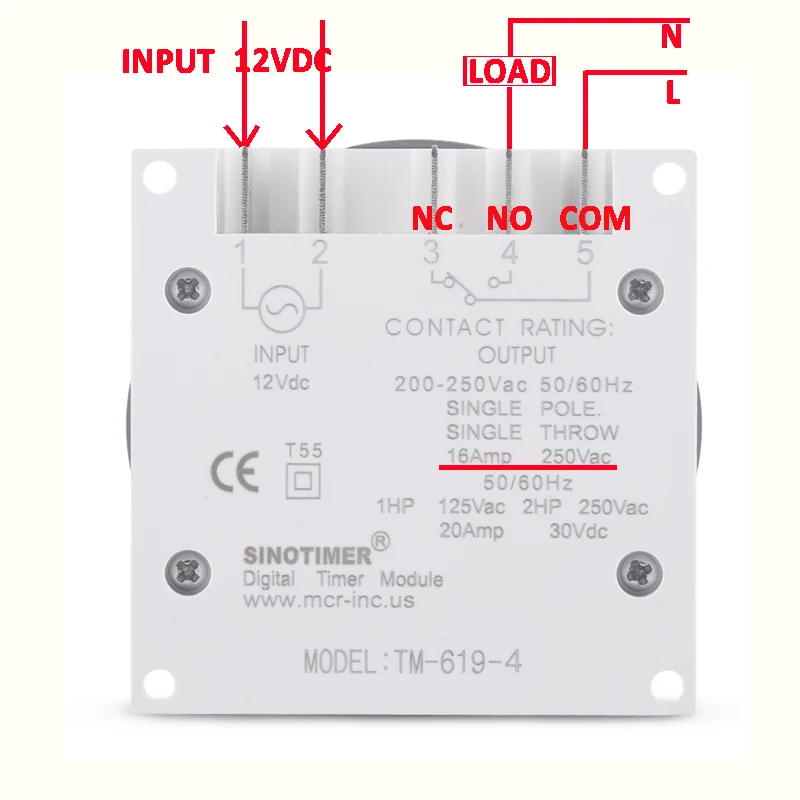 12 В постоянного тока цифровой таймер 7 дневное программируемое реле времени с 1 NO +