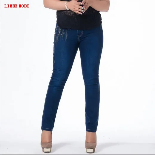 Женские узкие джинсы в Корейском стиле синие джинсовые брюки карандаш с высокой