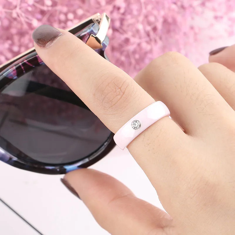 Розовые керамические кольца для женщин, кольца из керамики, s Bling CZ Stone, керамические обручальные кольца, ювелирные изделия для костюма